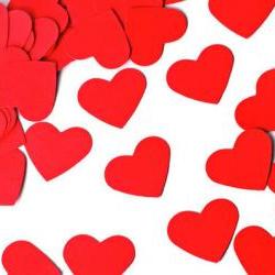Heart Scrapbook embellishment. Die cut. Valentine's Red - 500 pieces. Weddings / Party decor / card making