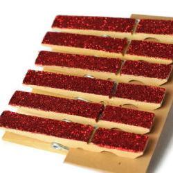 6 glitzy clothes pins. red. garnet. peg . organization . favor embellishment . fun . cute . glitzy . sparkle . glitter